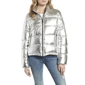 Marc New York Performance Metallic Puffer Jacket Womens Silver Sz XS